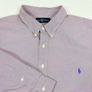 Ralph Lauren Button Down Shirt Check Preppy Size 3XB Big Green‎ Purple Southern